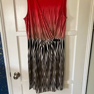 Calvin Klein L Red/Black Stripe Sleeveless dress